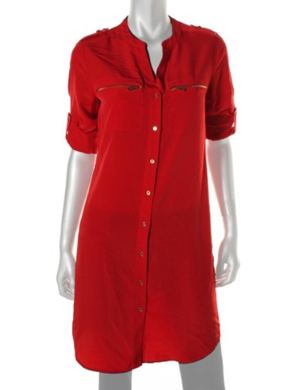NWT Calvin Klein Red Chiffon Shirt Dress - Women's M Fit (Tagged 14) Tunic Dress
